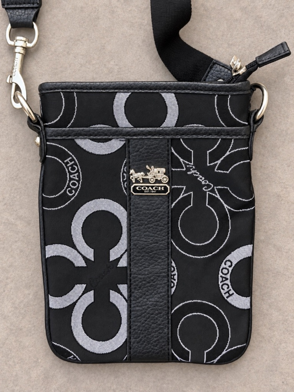 Coach Crossbody Purse - Y2K Signature Black + Grey C Pattern Jacquard
